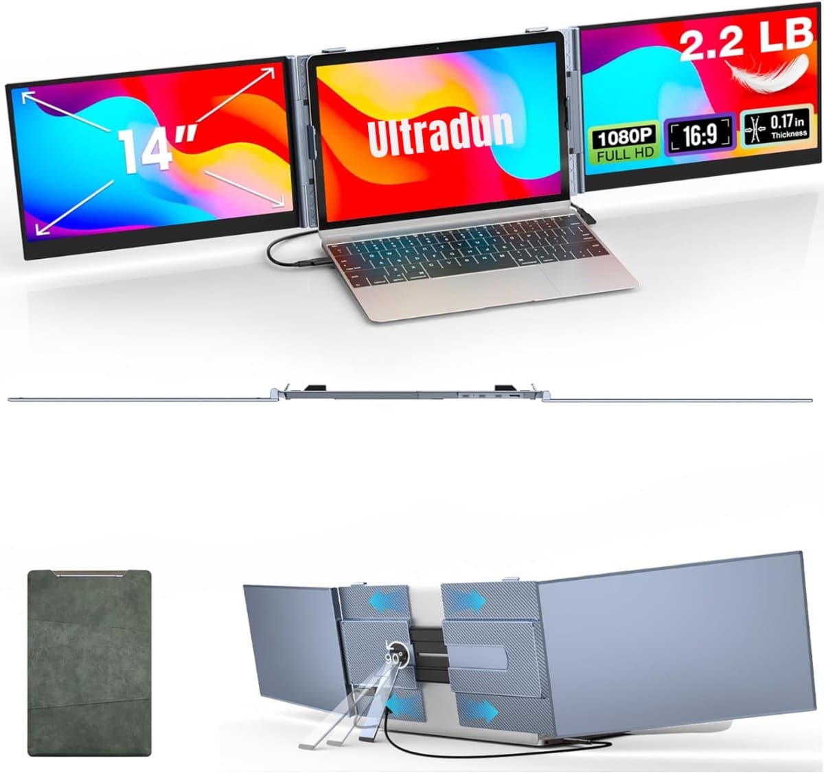 Nexvo®Professionele Portable Monitor Pro 2024 - Full HD - 13” / 17.4” Tri-Screen - Laptop Scherm Uitbreider - Blauw - 35cm x 21cm x 2cm — afbeelding 1