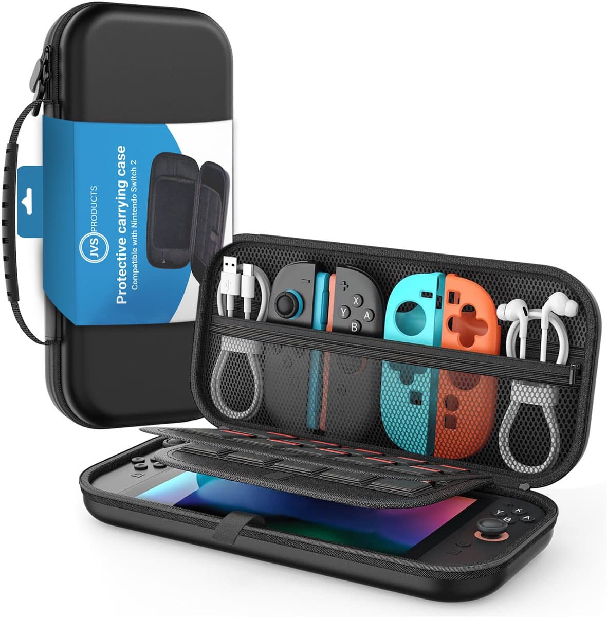 Opberghoes geschikt voor Nintendo Switch 2 - Hard Case - Beschermhoes - Ruimte voor 24 Games - Ritsvak & Schermprotectie - Opbergtas - Zwart — afbeelding 1