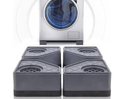 JeiibrZui Antivibratiematten Voor Wasmachine - Rubberen Mat Voor Wasmachine En Droger - Trillingsdemping En Antislipfunctie - 4 Stuks - Voor Huishoudelijke Apparaten Grijs