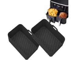 Siliconen Mal voor de Heteluchtfriteuse - Heteluchtfriteuse Accessoires - Olie Afvoeren Design - Rechthoekige Heteluchtfriteuse Ovenschaal - Zwart - 19,5x12,7x7 cm - 2 Stuks