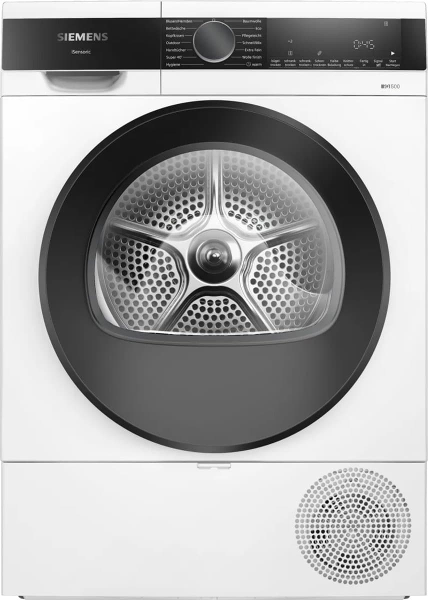 Siemens iQ500 WQ33G2D41 - Vrijstaand - Voorbelading - Warmtepomp - Wit - Knoppen - Rechts - DE display — afbeelding 1