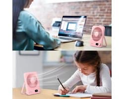 RFWR® Compacte USB-C Mini Ventilator met Fluisterstil Geluid en LED-Display - Draagbare Tafelventilator voor Thuis en Kantoor