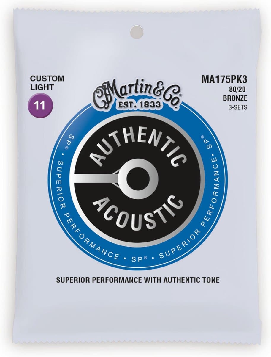 Martin MA175PK3 Snaren voor Akoestische Gitaar (11-52) Bronze, Custom Light 3-Pack — afbeelding 1