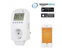 Thermostaat Stekker – WiFi Plugin – Stopcontact – Slimme Temperatuurregelaar – 16A – Werkt met Tuya, Alexa & Google Home - Energie besparen - Elektrische warmtebronnen - Airco - Slimme stekker - Smart stekker