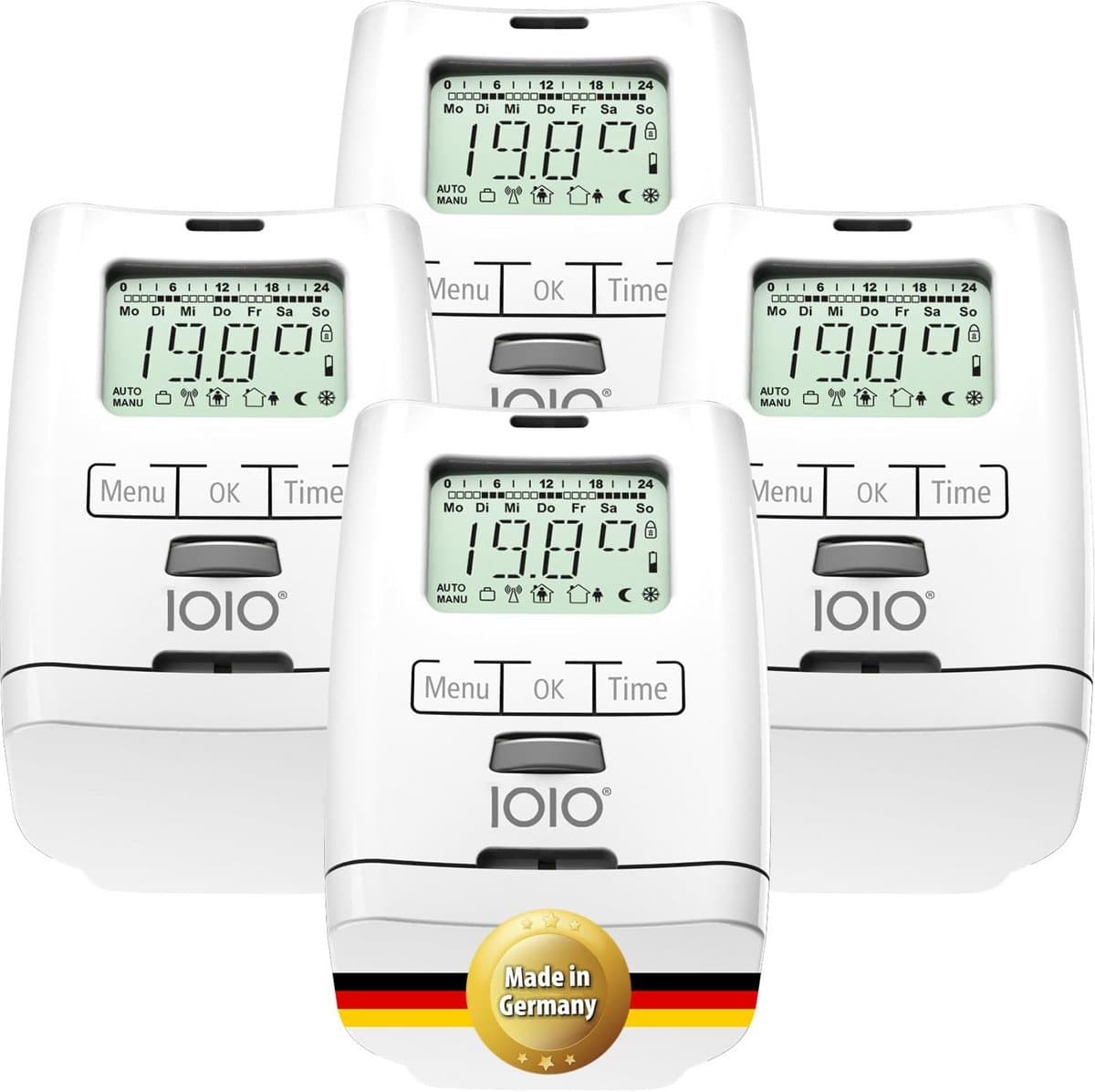 4x Slimme Digitale Radiatorknop voor Energiebesparing - Eenvoudige Montage — afbeelding 1