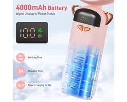 Draagbare Handventilator met Waternevel en Oplaadbare Batterij - 5 Snelheden en Digital Display
