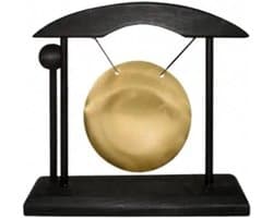 Tafelgong klein zwart en goud - 16x5x16 - Hout - Metaal