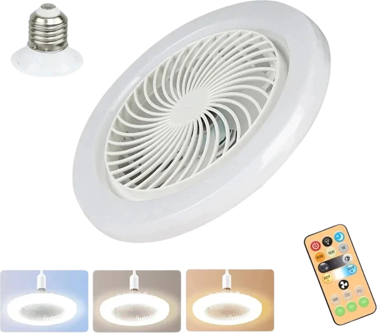 Livano Plafondventilator - Met Verlichting - Plafond Ventilator - Met Lamp - Plafonniere Met Ventilator - (Met Licht) - Wit — afbeelding 1