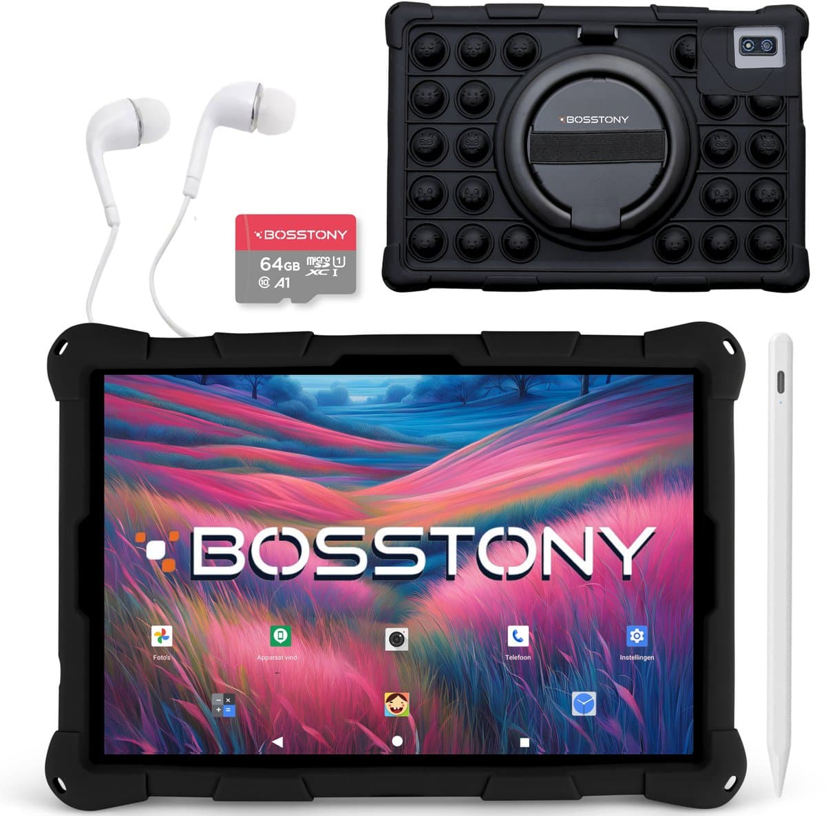 Bosstony Snelle Kids Tablet 10 inch - Ouderlijk Toezicht - 6000mAh Batterij - Android 13 - Incl Beschermpakket - Kindertablet vanaf 3 jaar - Tablet Kinderen — afbeelding 1
