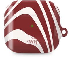xoxo Wildhearts hoesje geschikt voor AirPods 4 - Boogie Wonderland Red - Ook als telefoonhoesje verkrijgbaar - schokbestendige case - koptelefoonhoes - Beschermhoes met met golvende print - golven - rood