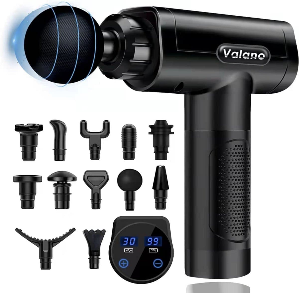 Massagepistool, Spierpercussiemassagepistool met 30 Snelheden Stille Handmassagepistool met LCD Aanraakscherm 10 Koppen Massagepistool voor Schouderlichaam Rugontspanning — afbeelding 1