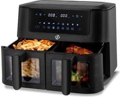 Equivera Dubbele Airfryer - Dubbele Mand - Dual Cook - Heteluchtfriteuse - Verschillende Programma's - Dual Zone - Mega
