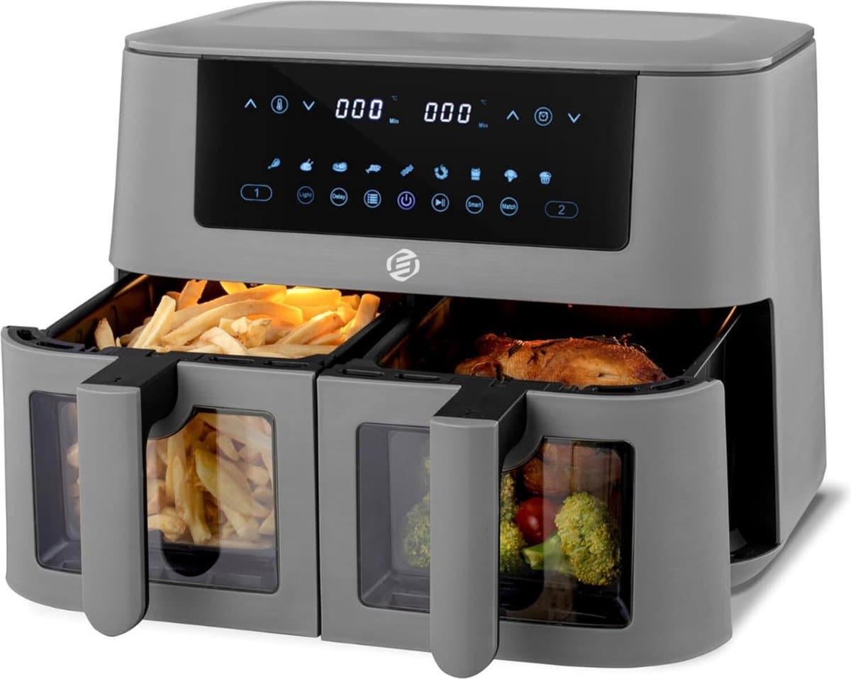 Equivera Dubbele Airfryer - Dubbele Mand - Dual Cook - Heteluchtfriteuse - Verschillende Programma's - Dual Zone - Mega — afbeelding 1