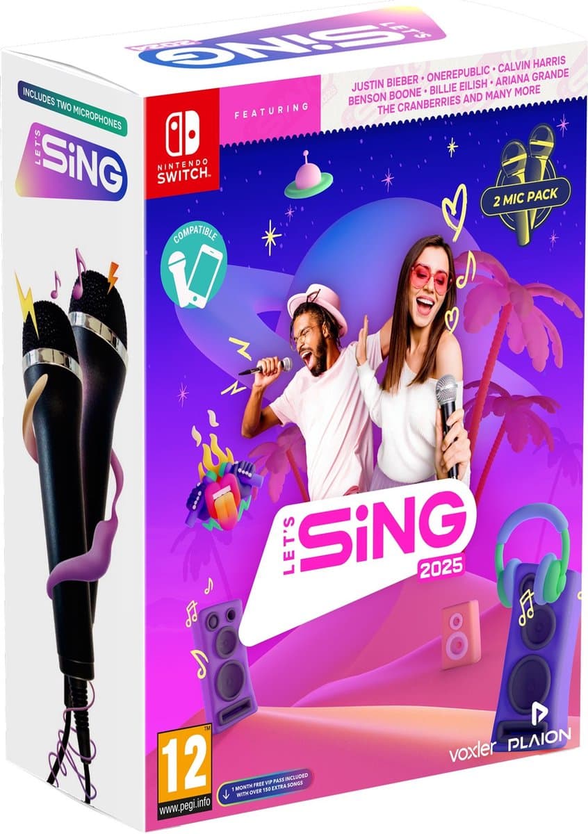 Let's Sing 2025 + 2 Microfoons - International Edition - Nintendo Switch — afbeelding 1