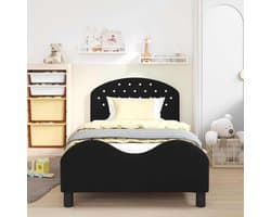 Bedframe van zwart fluweel, 90 x 200 cm