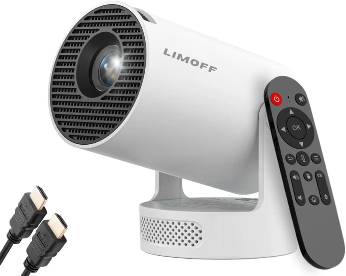 SnelShoppen - Mini-projector 1080P Full HD Ondersteuning, Draagbare Beamer met WiFi 6 en Bluetooth 5.4, 720P Native, Autokeystone, 180° Rotatie, HDMI/ — afbeelding 1