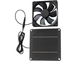 Ventilator op zonne-energie - Zonneventilator Afzuiger - Ruimtes Ventileren - Intelligente Thermische Regeling - 15 x 15 cm - Zwart