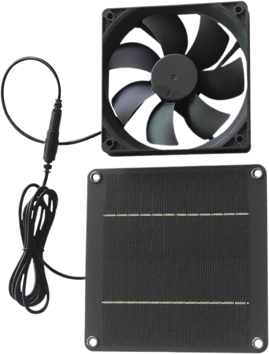 Ventilator op zonne-energie - Zonneventilator Afzuiger - Ruimtes Ventileren - Intelligente Thermische Regeling - 15 x 15 cm - Zwart — afbeelding 1