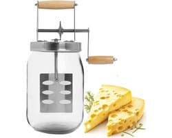Handmatige Boter Maken - Boter Machine - Thuis Boter Maken - Glazen Jar - 1.5 Liter - Wit