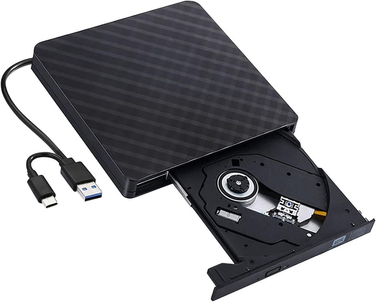 Externe Optische Drive - Schijflezer CD DVD - Data Back-up Maken - Dubbele USB C en 3.0 - 12 cm — afbeelding 1