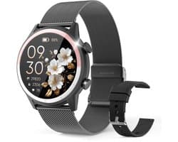 Smartwatch – Nieuw dameshorloge – 1,39-inch scherm – Sporthorloge voor dames – Bellen en gebeld worden – Slaapregistratie en stappenteller – Compatibel met Android 5.0 of hoger / iOS 9.0 of hoger – Zwart – Inclusief 2 horlogebandjes