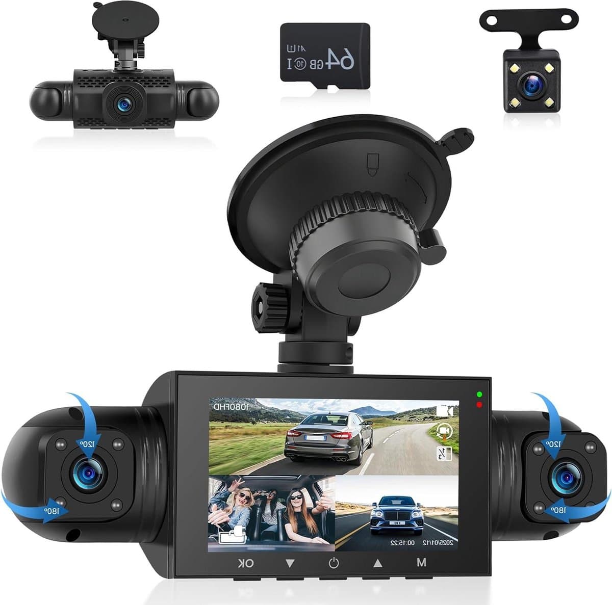 Dashcam Auto - 4 Camera Recorder - Veilig Rijden - 360 Graden Opname - 1080p FHD - Zwart — afbeelding 1