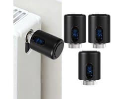 Radiator Thermostaat WiFi – Raamdetectie, Vorstbeveiliging en Kinderslot – Zwart – 3-pack