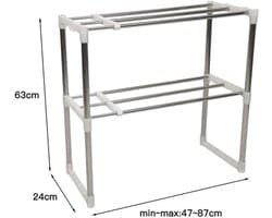 Magnetronrek Staand met 2 Verdiepingen en Haken - RVS Werkbladplank