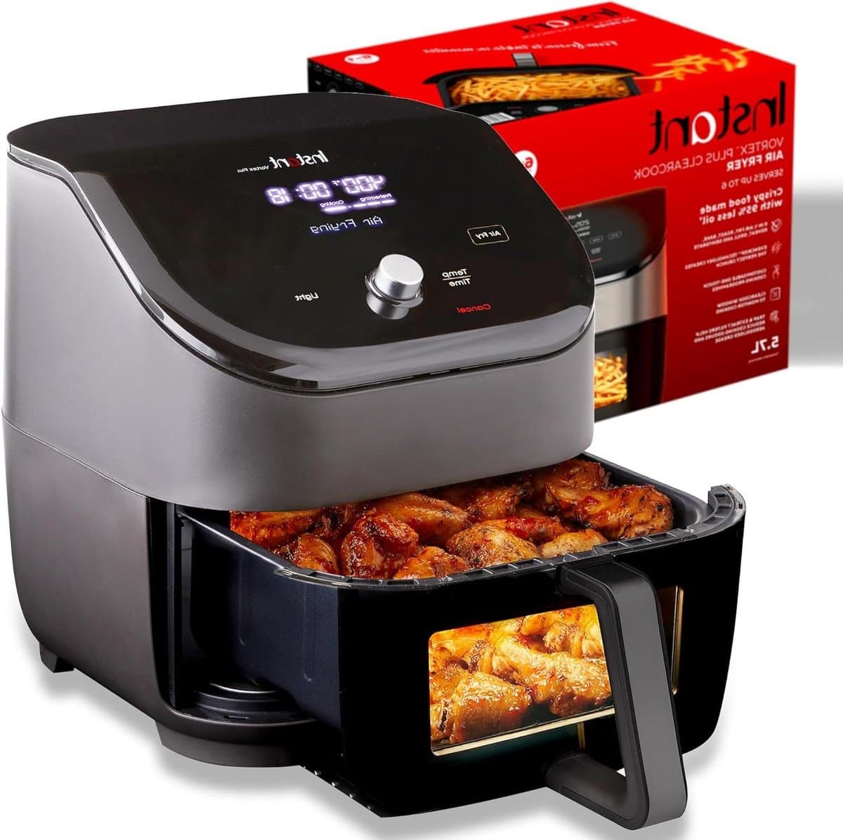 Heteluchtfriteuse - Airfryer Oven - Gezond Frituren - ClearCook Kookvenster - 6 Liter - Zwart — afbeelding 1