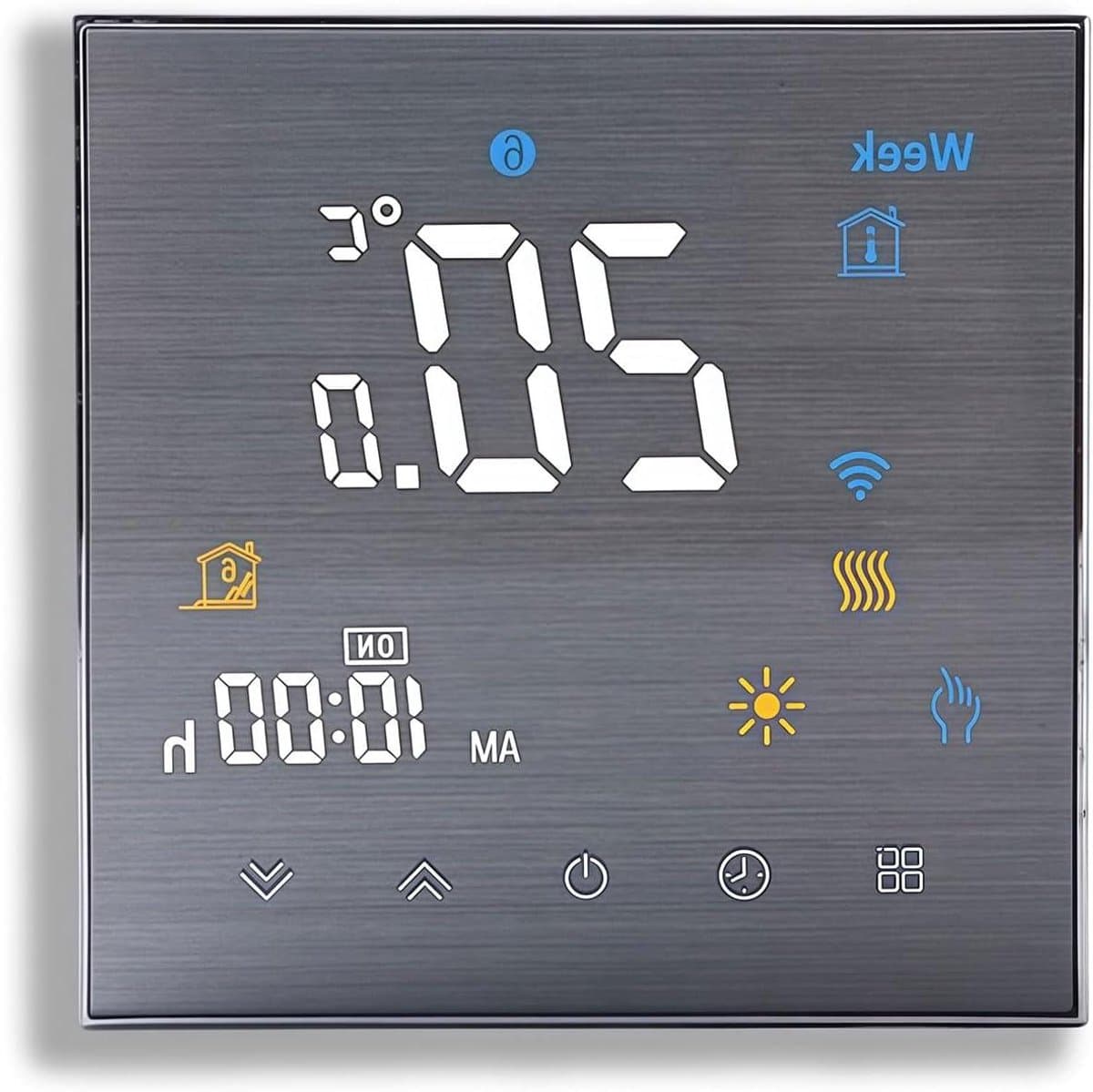 Slimme Thermostaat - Verwarmingsthermostaat Airco thermostaat - Energie Besparen - Touchscreen Bediening - 86 mm - Geborsteld — afbeelding 1