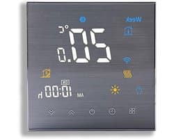 Slimme Thermostaat - Verwarmingsthermostaat Airco thermostaat - Energie Besparen - Touchscreen Bediening - 86 mm - Geborsteld
