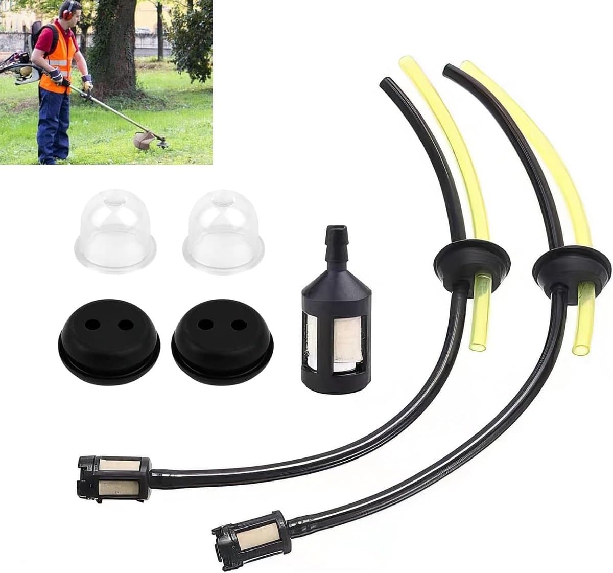SnelShoppen - 7-delige Universele Benzine Grasmaaier Filter Set - Brandstoffilters, Brandstofslangen, Duurzaam Rubber, Vervangingsonderdelen voor Tuin — afbeelding 1