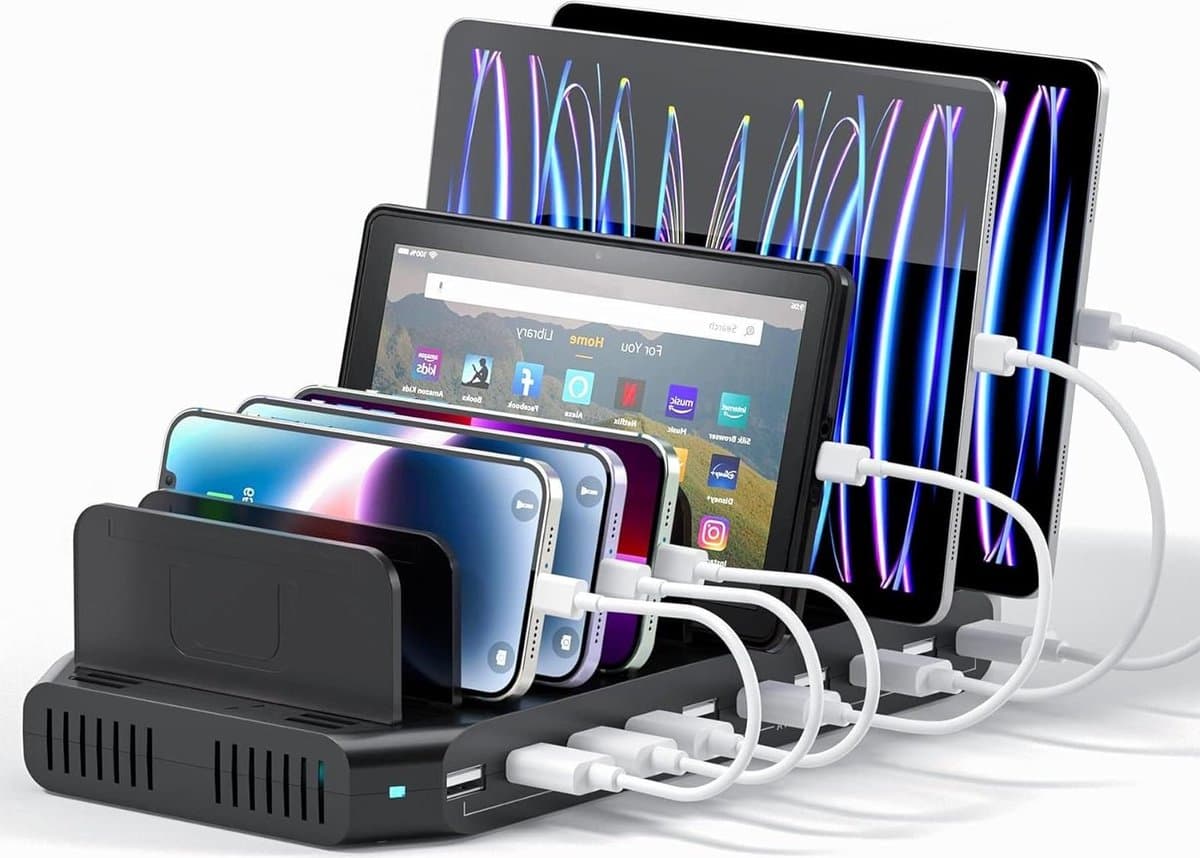 10-poorts multi-apparaat USB-laadstation oplaadstation voor mobiele telefoon tablet zwart - HTML content nodig Oplaadstation — afbeelding 1