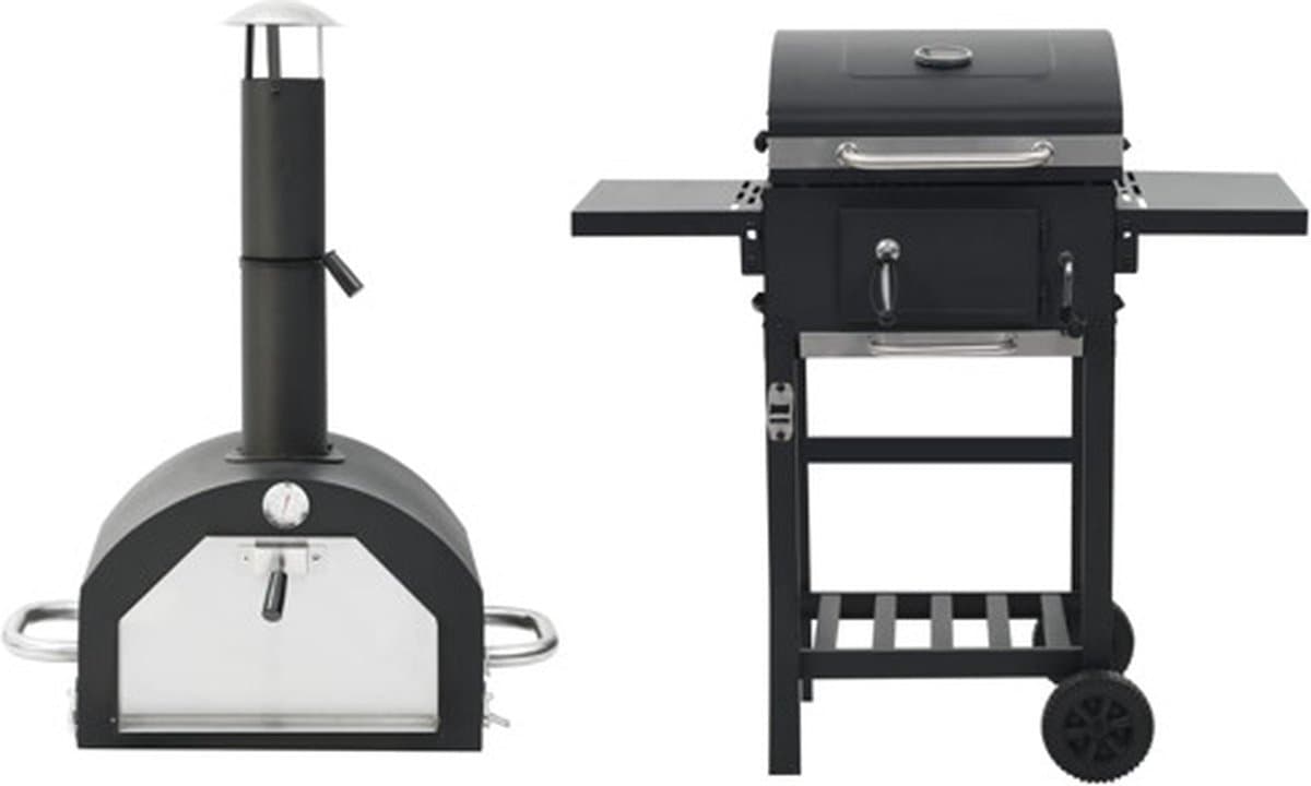 vidaXL Pizzaoven en barbecue 3-in-1 zwart — afbeelding 1