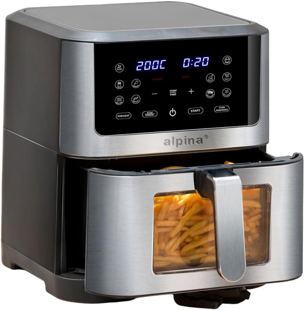 Heteluchtfriteuse - Airfryer Oven - Grote Maaltijden Bereiden - Digitaal Touchscreen - 8 Liter - Zilver — afbeelding 1