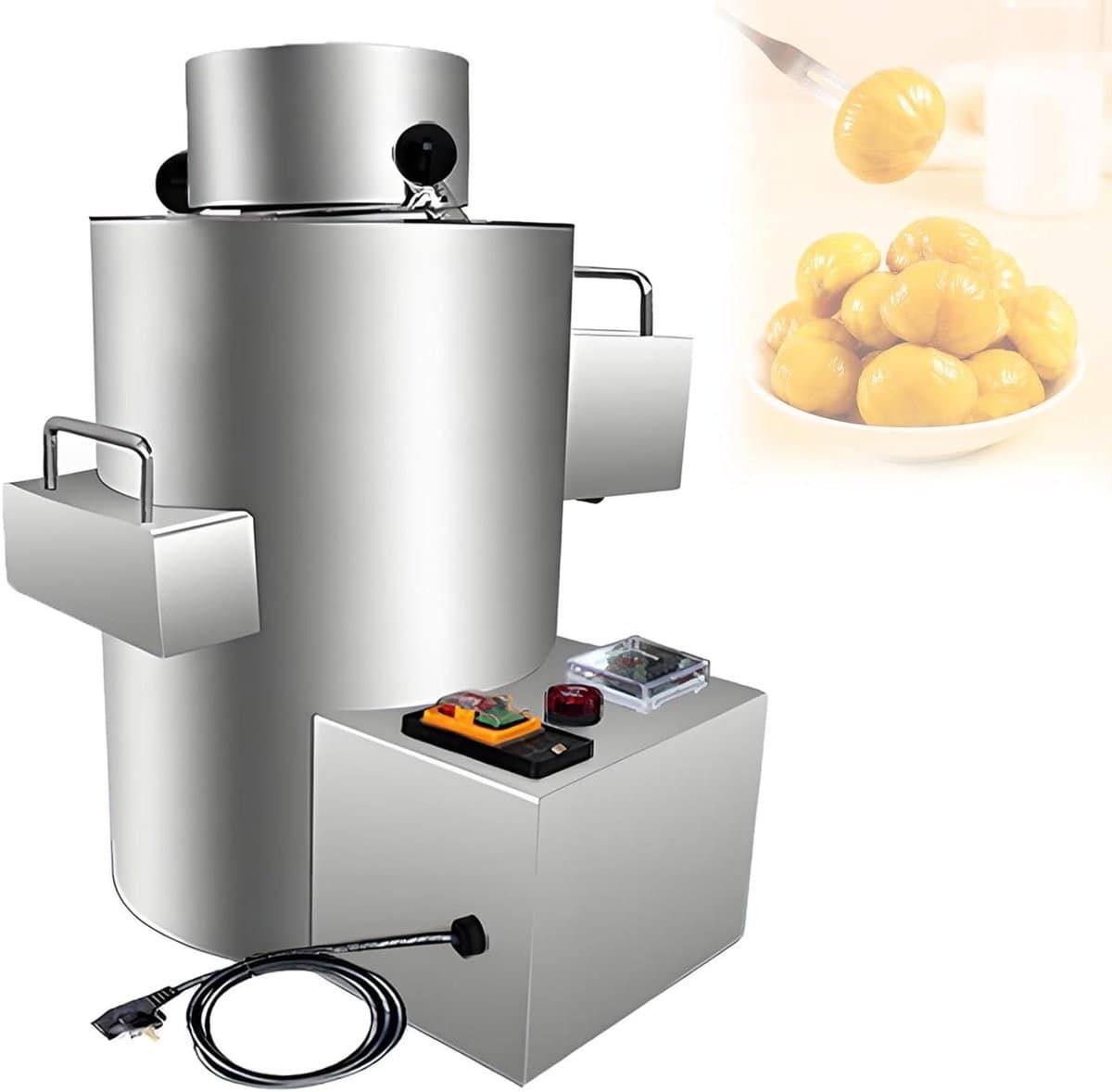 Automatische Kastanje Schiller - Keukenmachine Schillen - Snel Kastanjes Bereiden - Hoge Capaciteit 100kg/u - 550W Vermogen - Zilver — afbeelding 1