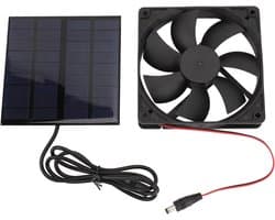 Draagbare Zonneventilator - Solar Ventilator - Temperatuur Reductie - Draagbaar Ontwerp - 16 x 16 x 4 cm - Zwart