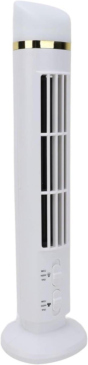 Mini Torenventilator - Bureauventilator Compact - Persoonlijke Koeling - Geïntegreerd LED Licht - 10 x 11 x 39 cm - Wit — afbeelding 1