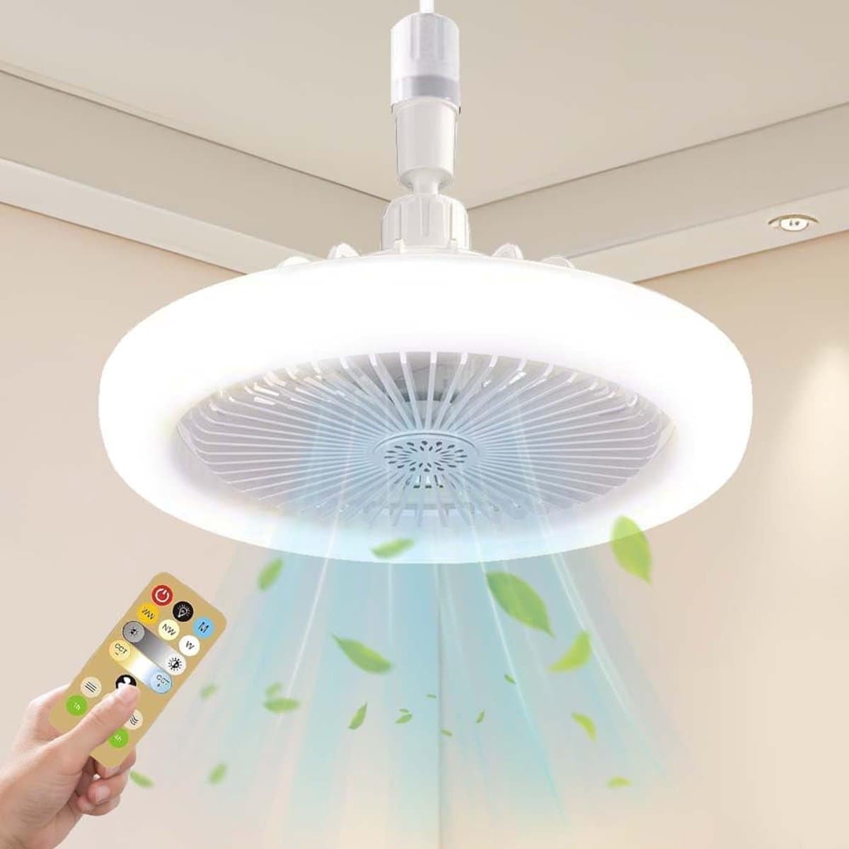 Plafondventilator met Verlichting – Ventilatorlamp met Afstandsbediening – Stil & Energiezuinig – LED Plafondlamp met Koelfunctie voor Slaapkamer & Woonkamer — afbeelding 1