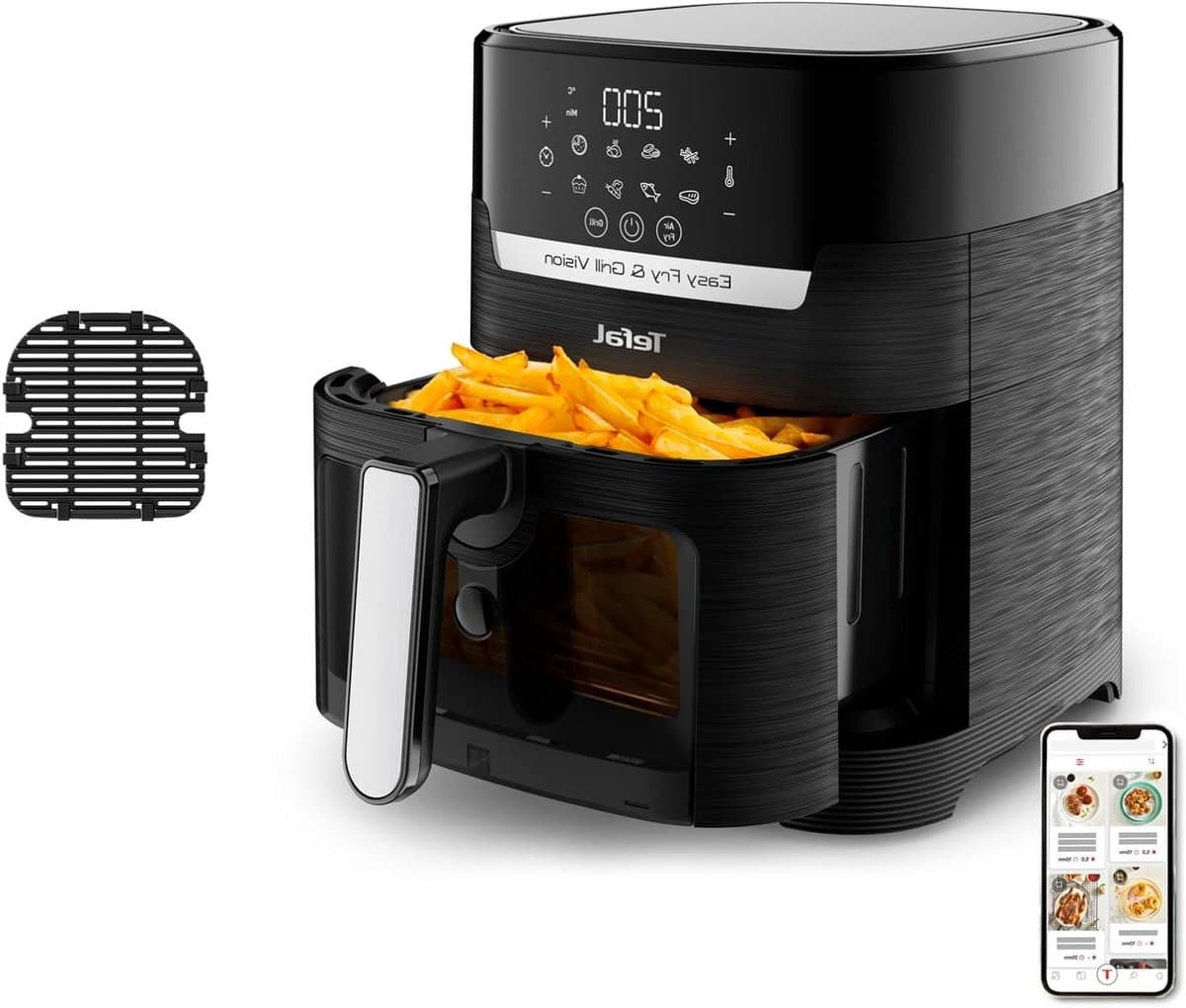 Heteluchtfriteuse Grill - Gezond Koken - Veelzijdig Koken - Kijkvenster - 45 Liter - Zwart — afbeelding 1