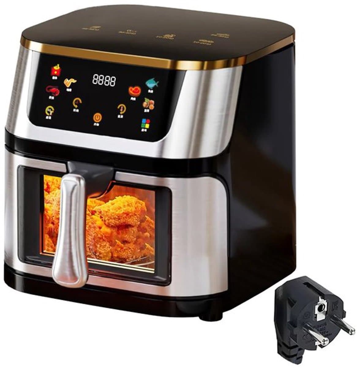 Heteluchtfriteuse – Airfryer - Airfryer Oven - 8L - 1400W - Airfryer Zonder Olie - LED Touchscreen - Kijkvenster - RVS - Hoge Temperatuur - Zwart — afbeelding 1