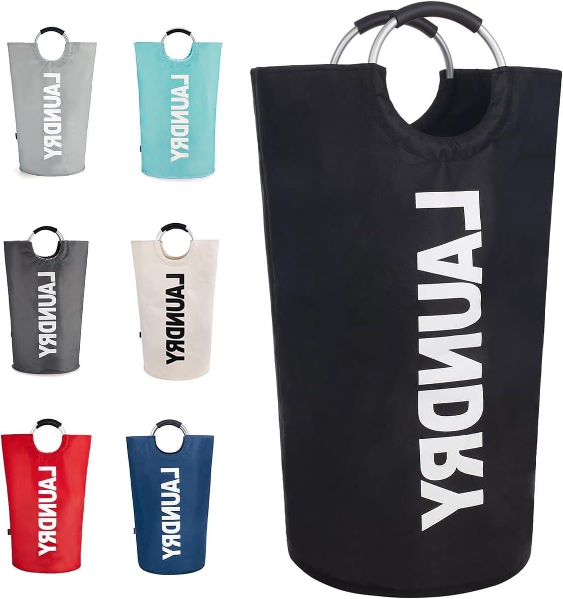 Wasmand - Kledingmand - Kleding Opbergen - Waterdicht Materiaal - 90 Liter - Zwart — afbeelding 1