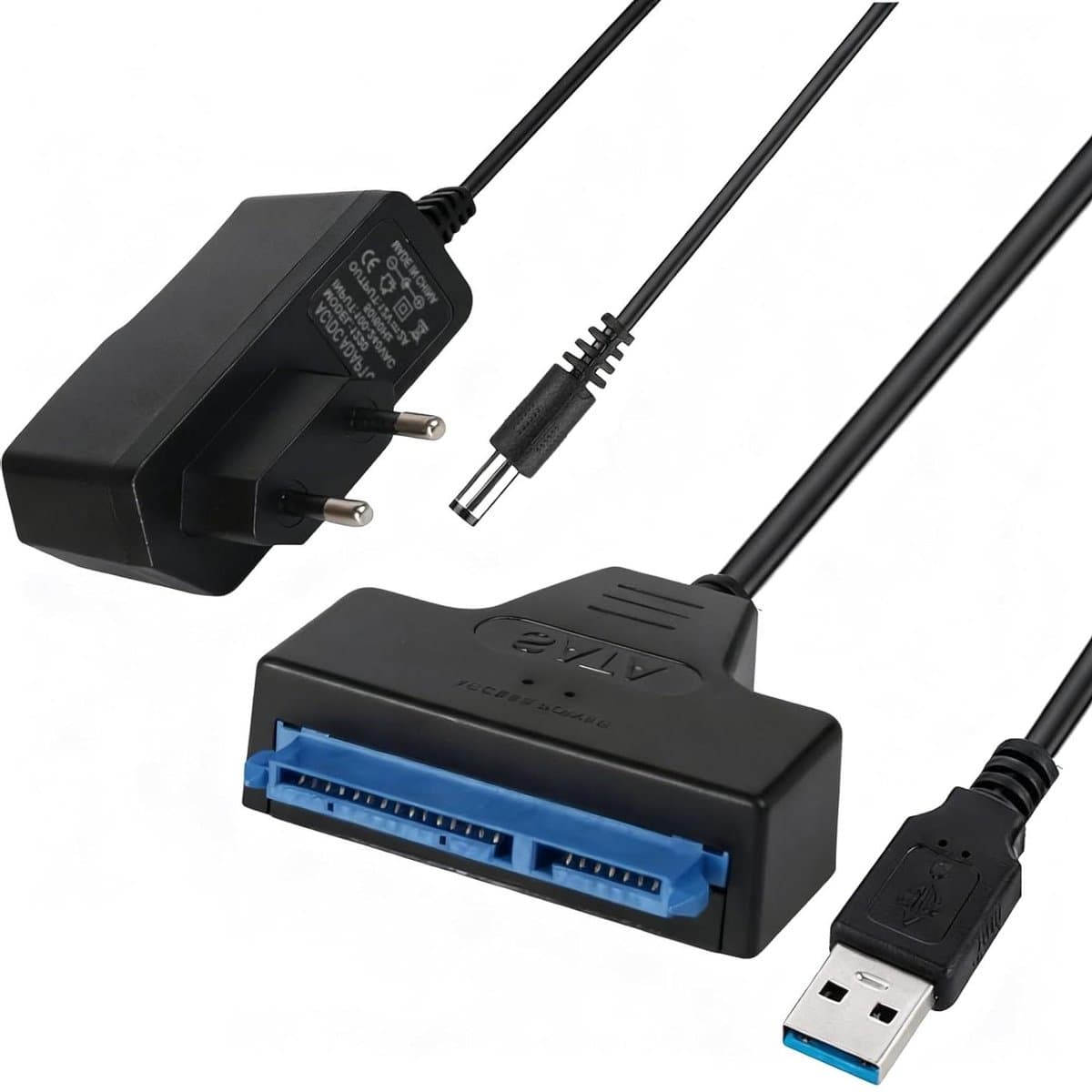 SATA USB Adapterkabel - Externe Harde Schijf Adapter - Data Overzetten - UASP Ondersteuning - 5Gbps - Zwart — afbeelding 1