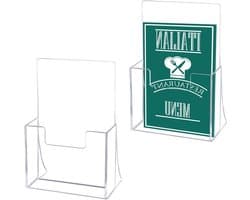 Brochurehouder A5 - 2 Stuks Transparante Flyerstandaard voor Tafelgebruik, Ideaal voor Kantoorgebruik, Hotels en Winkels, 14 x 7,5 x 20,8 cm