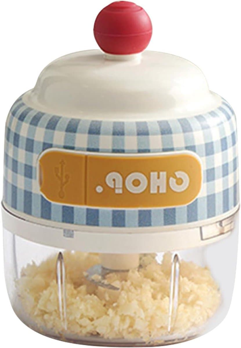 Elektrische Knoflookhakker - Mini Keukenmachine - Snel Ingrediënten Snijden - Eénknopsbediening - 75 cm Hoog - Blauw rooster — afbeelding 1