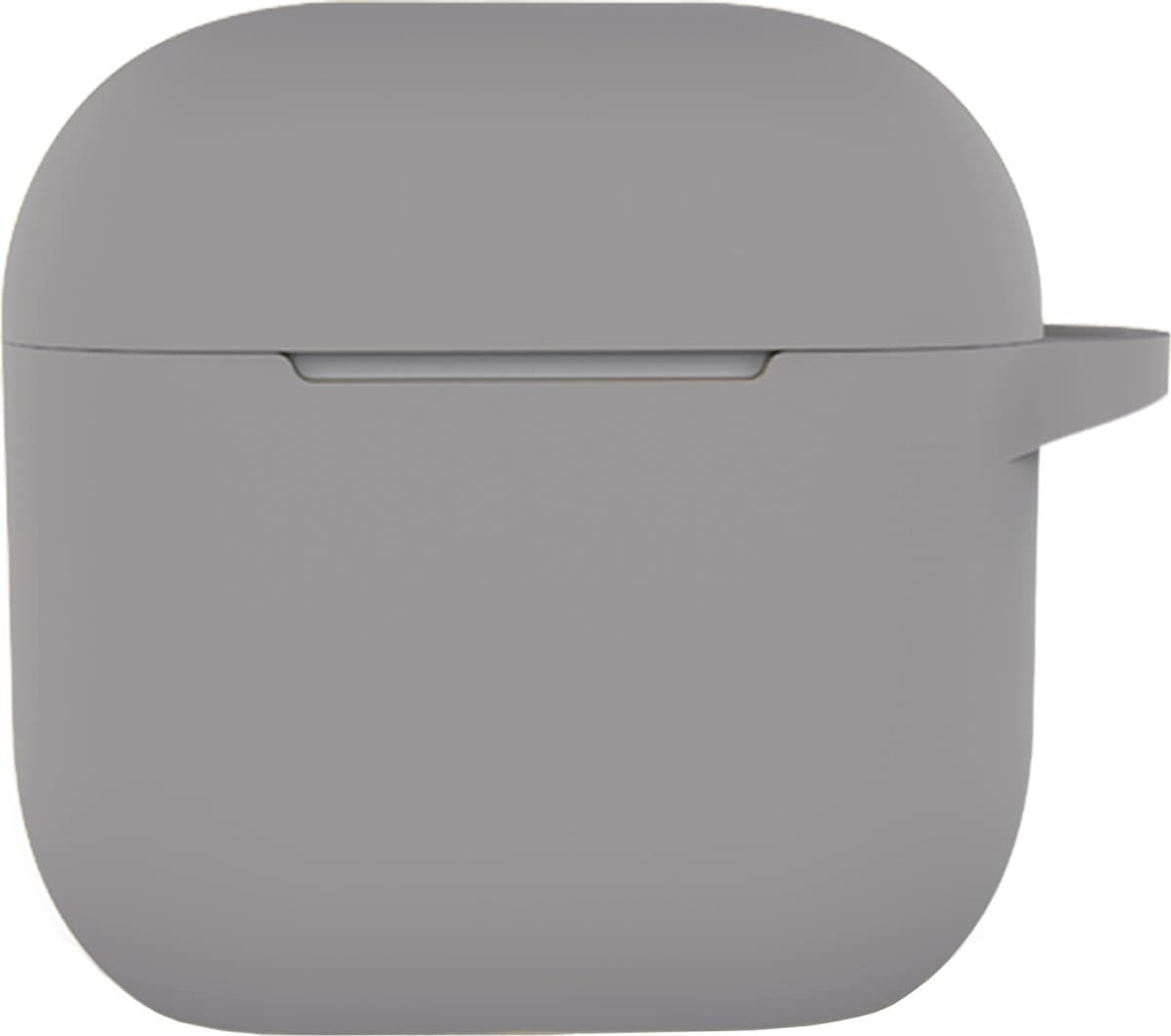 Hoesje - Geschikt voor Apple AirPods 4 - met Clip - Siliconen Hoes - Silicone Case Cover - Grijs — afbeelding 1