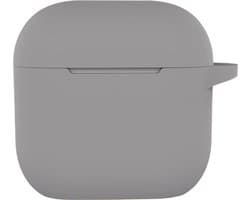 Hoesje - Geschikt voor Apple AirPods 4 - met Clip - Siliconen Hoes - Silicone Case Cover - Grijs