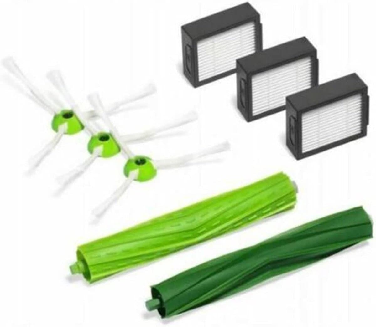 Deze set bevat zeven vervangingsonderdelen, een set rubberen borstels, drie filters en drie zijborstels Geschikt voor iRobot Roomba modellen i7, i7+, E5, E6, i6, i6+, i3, i3+, i4, i4+, i8, i8 Plus, e5154, i3152, i7156 en J7 7150. — afbeelding 1