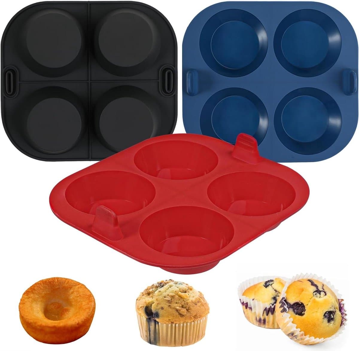 Siliconen Muffinvorm 3 stuks voor Airfryer - Bakvorm voor Heteluchtfriteuse - Muffinvormpjes voor Muffins, Cupcakes, Cakes - Pudding Cupcake Vormpjes — afbeelding 1