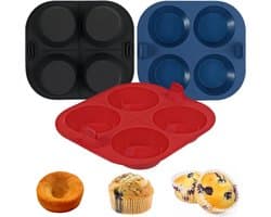 Siliconen Muffinvorm 3 stuks voor Airfryer - Bakvorm voor Heteluchtfriteuse - Muffinvormpjes voor Muffins, Cupcakes, Cakes - Pudding Cupcake Vormpjes